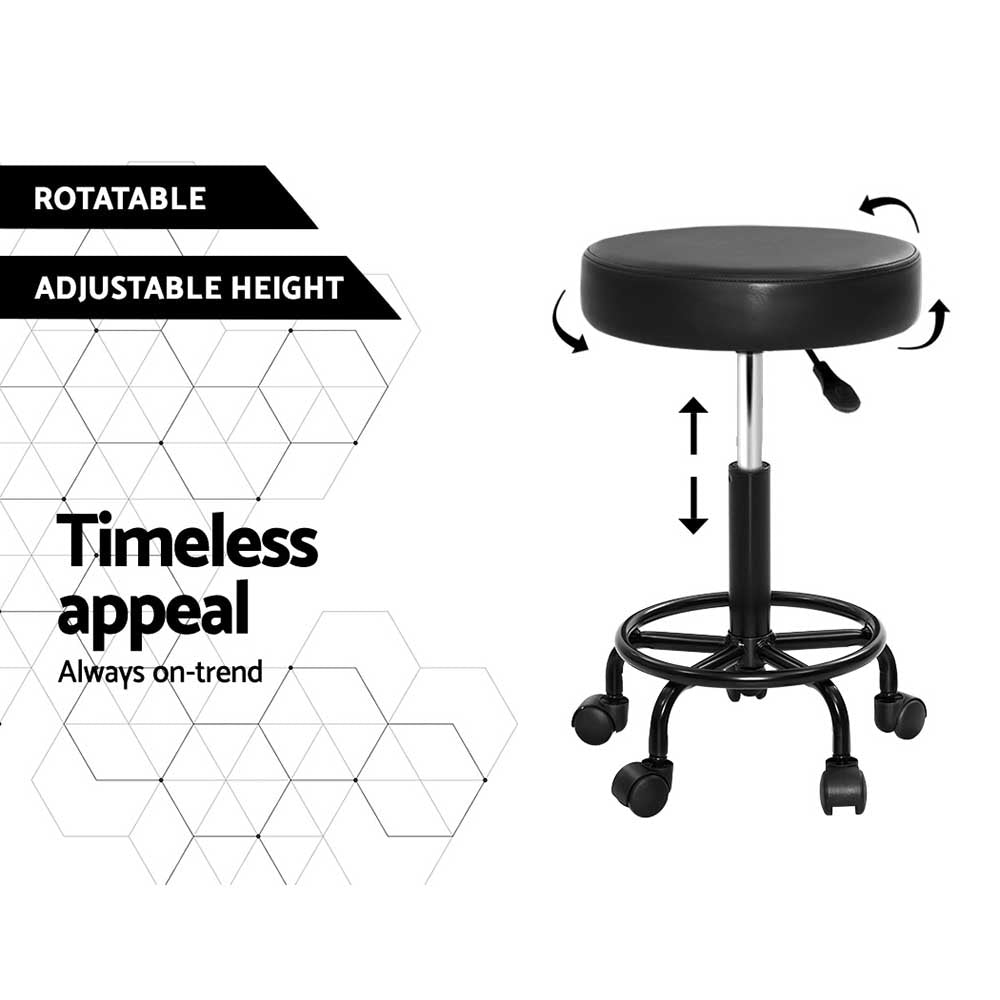 Artiss 2X Salon Stool Swivel Round Barber Hair Bar Stools Hydraulic Lift Black Artiss