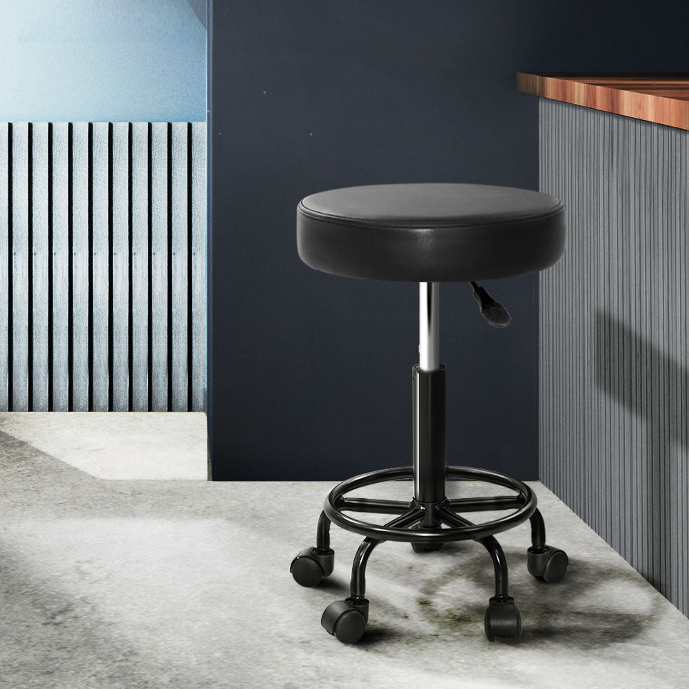 Artiss 2X Salon Stool Swivel Round Barber Hair Bar Stools Hydraulic Lift Black Artiss