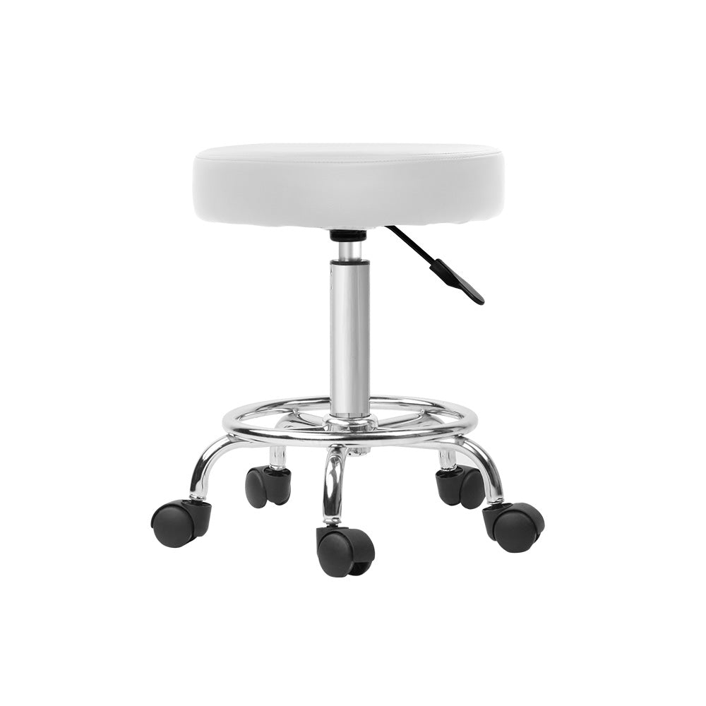 Artiss 2X Salon Stool Swivel Round Barber Hair Bar Stools Hydraulic Lift White Artiss