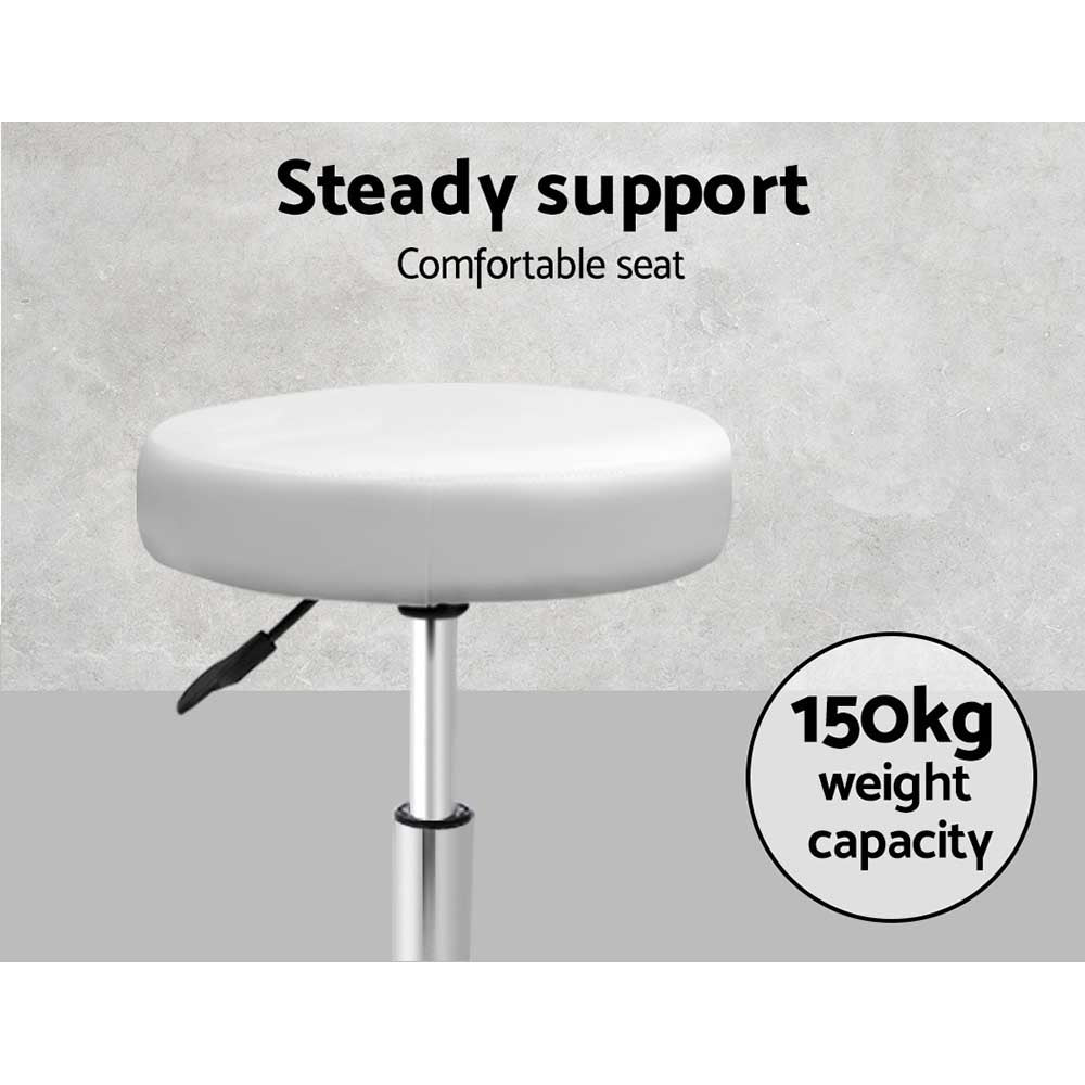 Artiss 2X Salon Stool Swivel Round Barber Hair Bar Stools Hydraulic Lift White Artiss