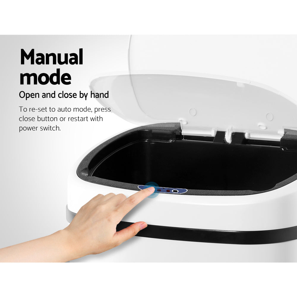 Devanti 58L Sensor Bin White freeshipping - Awezingly