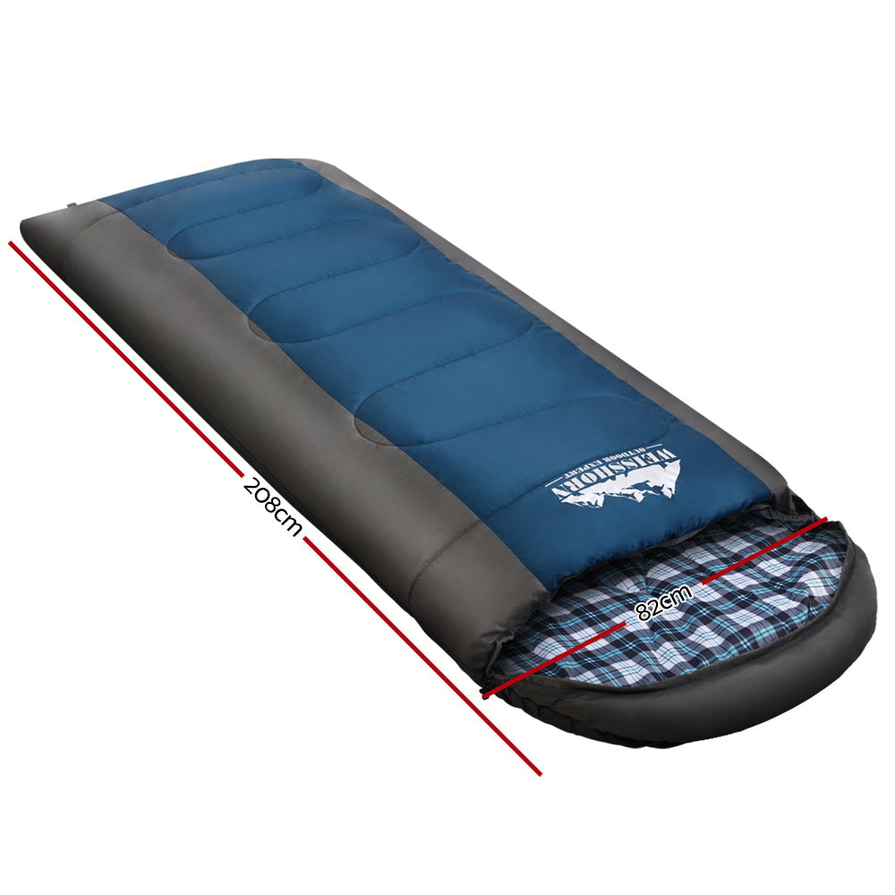 Weisshorn Sleeping Bag Bags Single Camping Hiking -20°C to 10°C Tent Winter Thermal Navy freeshipping - Awezingly
