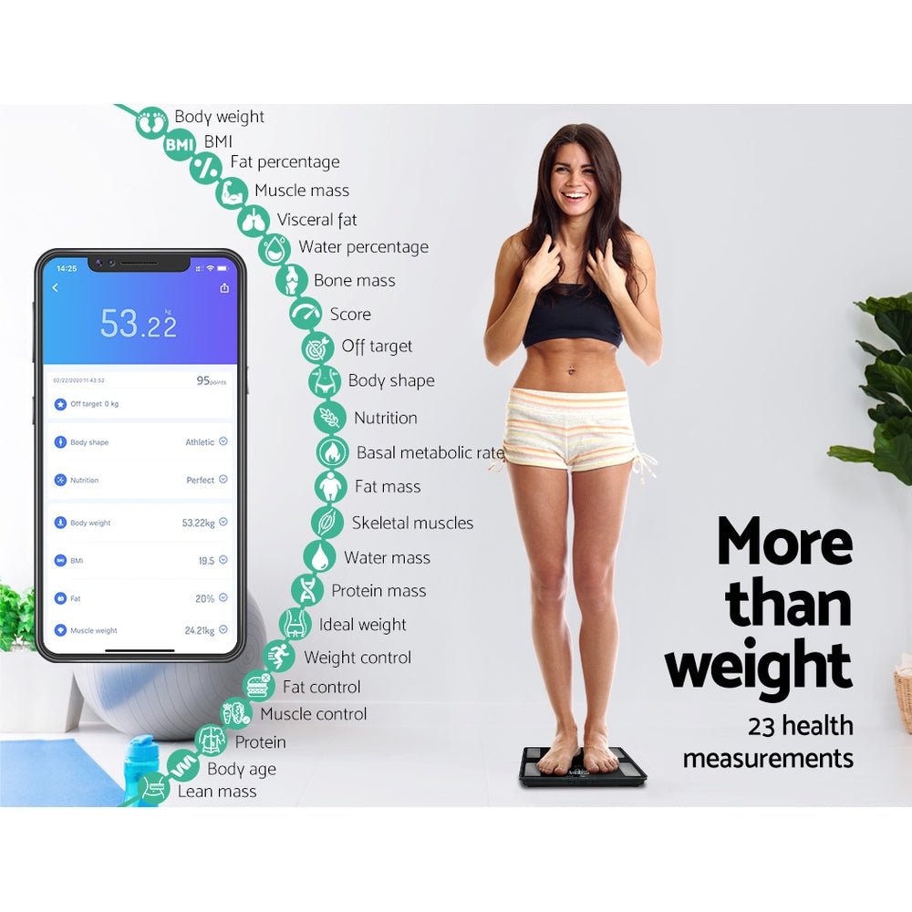 Electronic Digital Bathroom Scales Body Fat Scale Bluetooth Weight 180KG Everfit