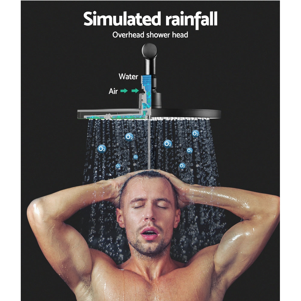 Cefito WELS 9'' Rain Shower Head Set Round Handheld High Pressure Wall Black freeshipping - Awezingly