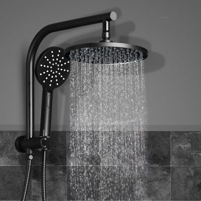 Cefito WELS 9'' Rain Shower Head Set Round Handheld High Pressure Wall Black