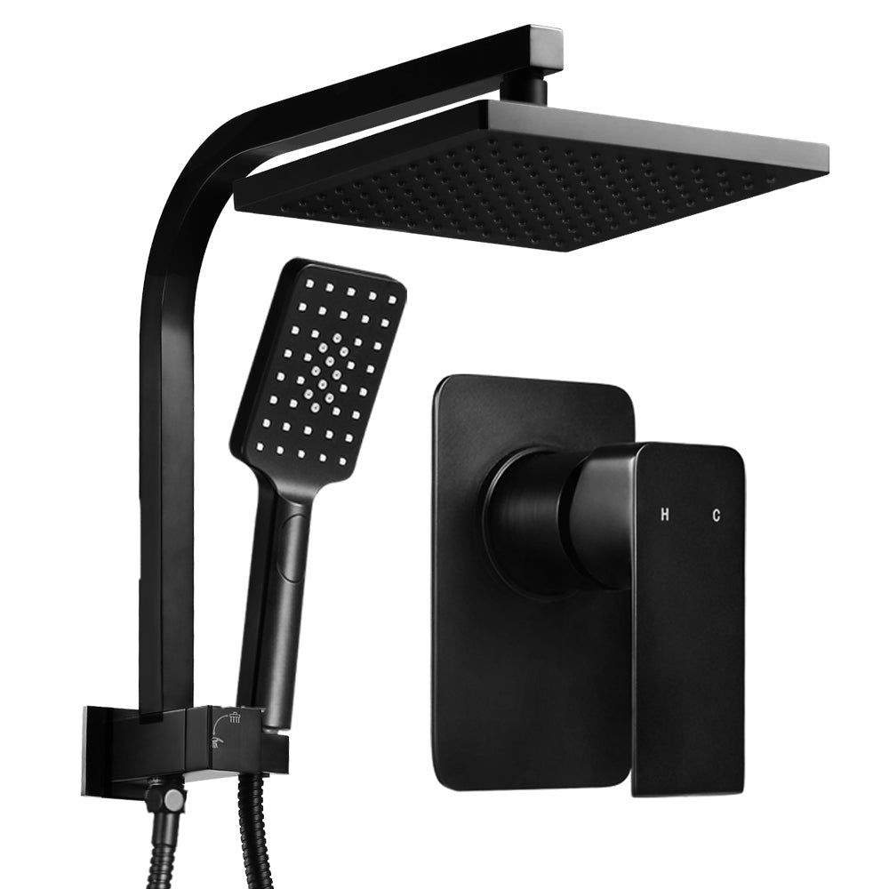 Cefito WELS 8'' Rain Shower Head Mixer Square Handheld High Pressure Wall Black Cefito
