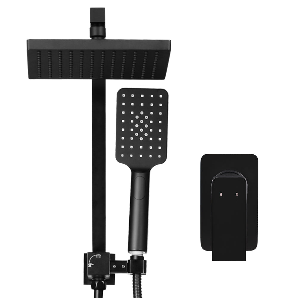 Cefito WELS 8'' Rain Shower Head Mixer Square Handheld High Pressure Wall Black Cefito
