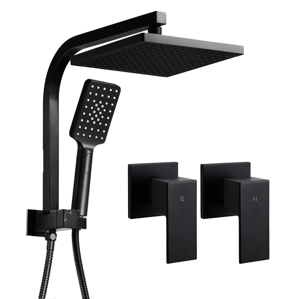 Cefito WELS 8'' Rain Shower Head Taps Square Handheld High Pressure Wall Black Cefito