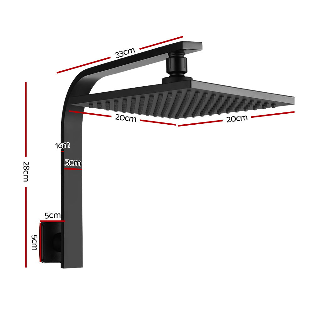 Cefito WElS 8'' Rain Shower Head Set Square High Pressure Wall Arm DIY Black freeshipping - Awezingly