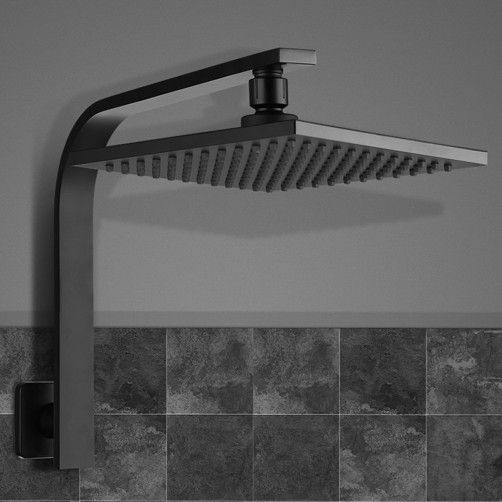 Cefito WElS 8'' Rain Shower Head Set Square High Pressure Wall Arm DIY Black freeshipping - Awezingly