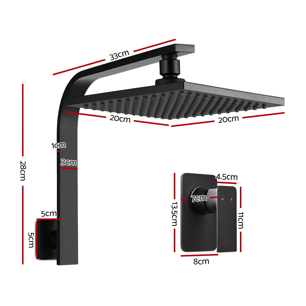 Cefito WElS 8'' Rain Shower Head Mixer Square High Pressure Wall Arm DIY Black freeshipping - Awezingly