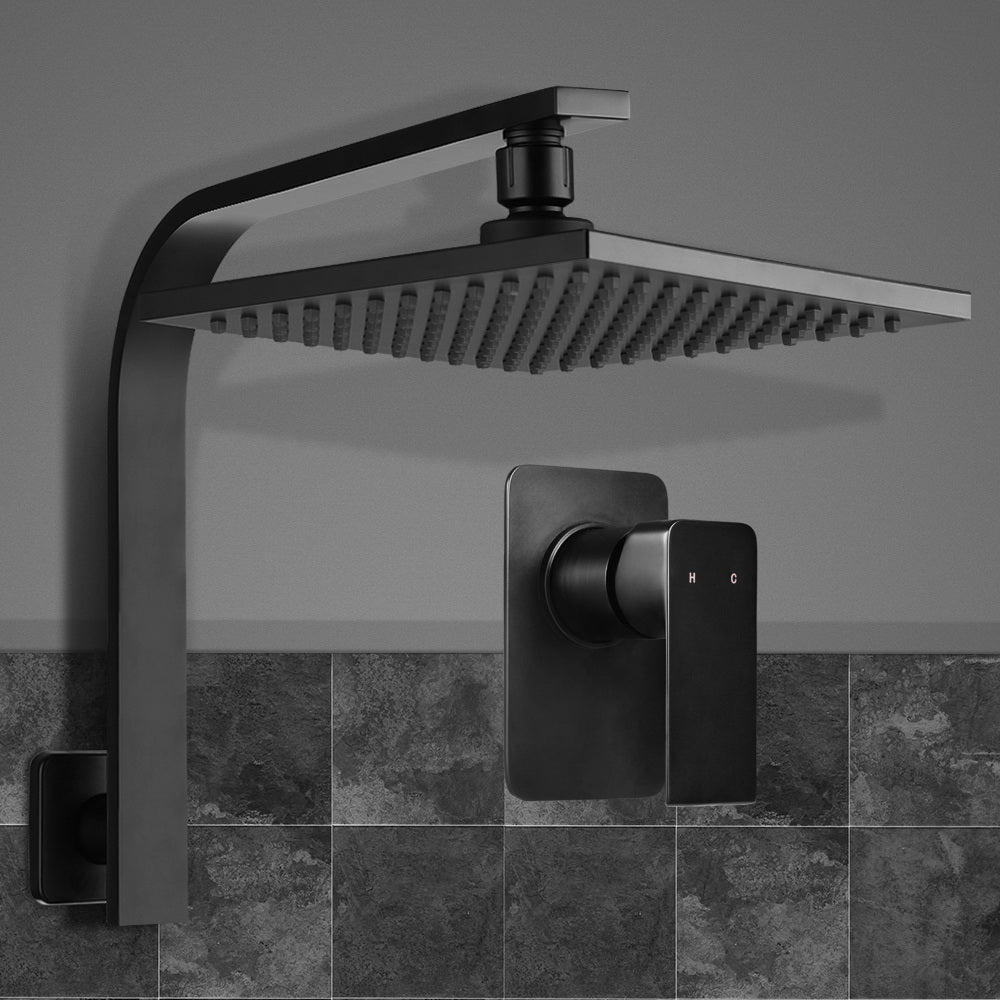 Cefito WElS 8'' Rain Shower Head Mixer Square High Pressure Wall Arm DIY Black freeshipping - Awezingly