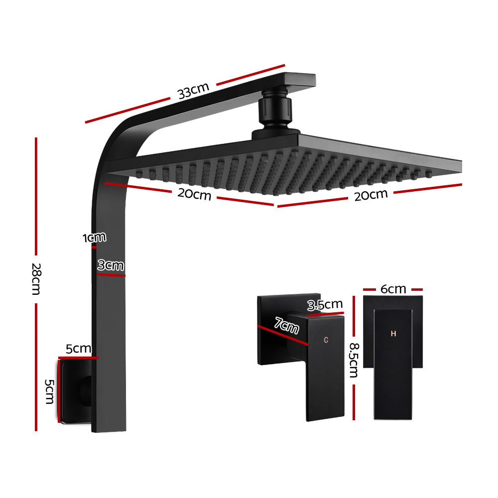 Cefito WElS 8'' Rain Shower Head Taps Square High Pressure Wall Arm DIY Black freeshipping - Awezingly