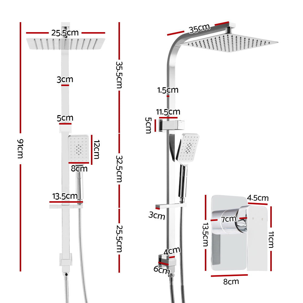Cefito WELS 10'' Rain Shower Head Mixer Square Handheld High Pressure Wall Chrome freeshipping - Awezingly