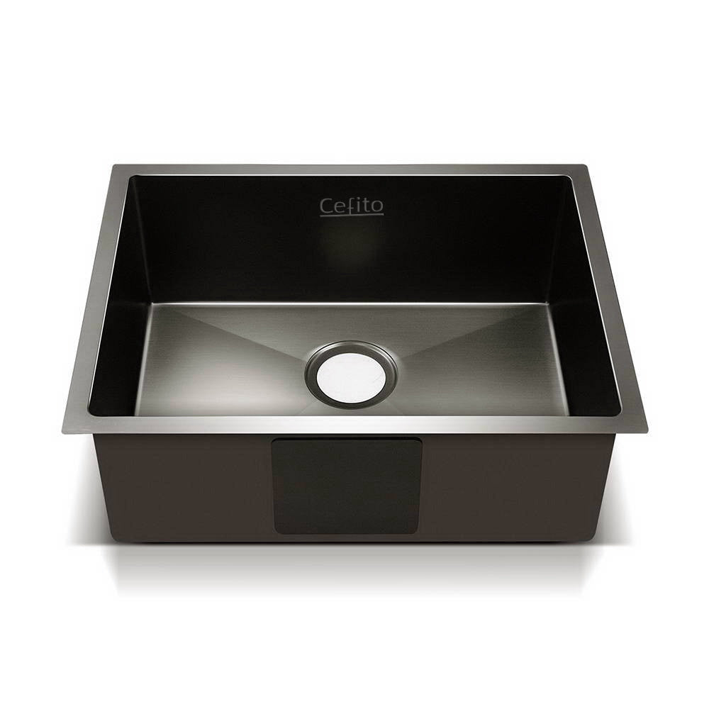 Cefito 60cm x 45cm Stainless Steel Kitchen Sink Under/Top/Flush Mount Black freeshipping - Awezingly
