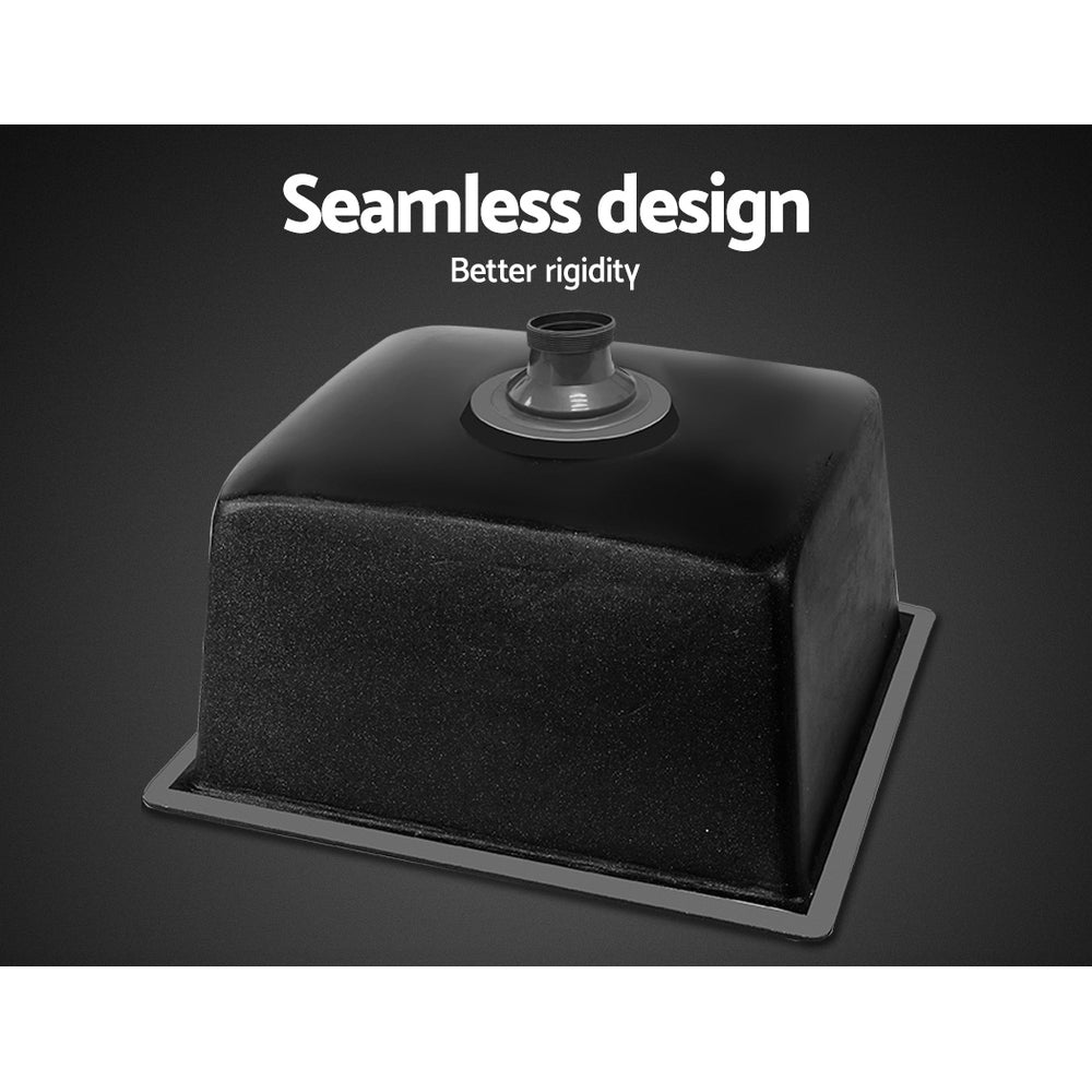 Cefito Stone Kitchen Sink 450X450MM Granite Under/Topmount Basin Bowl Laundry Black freeshipping - Awezingly