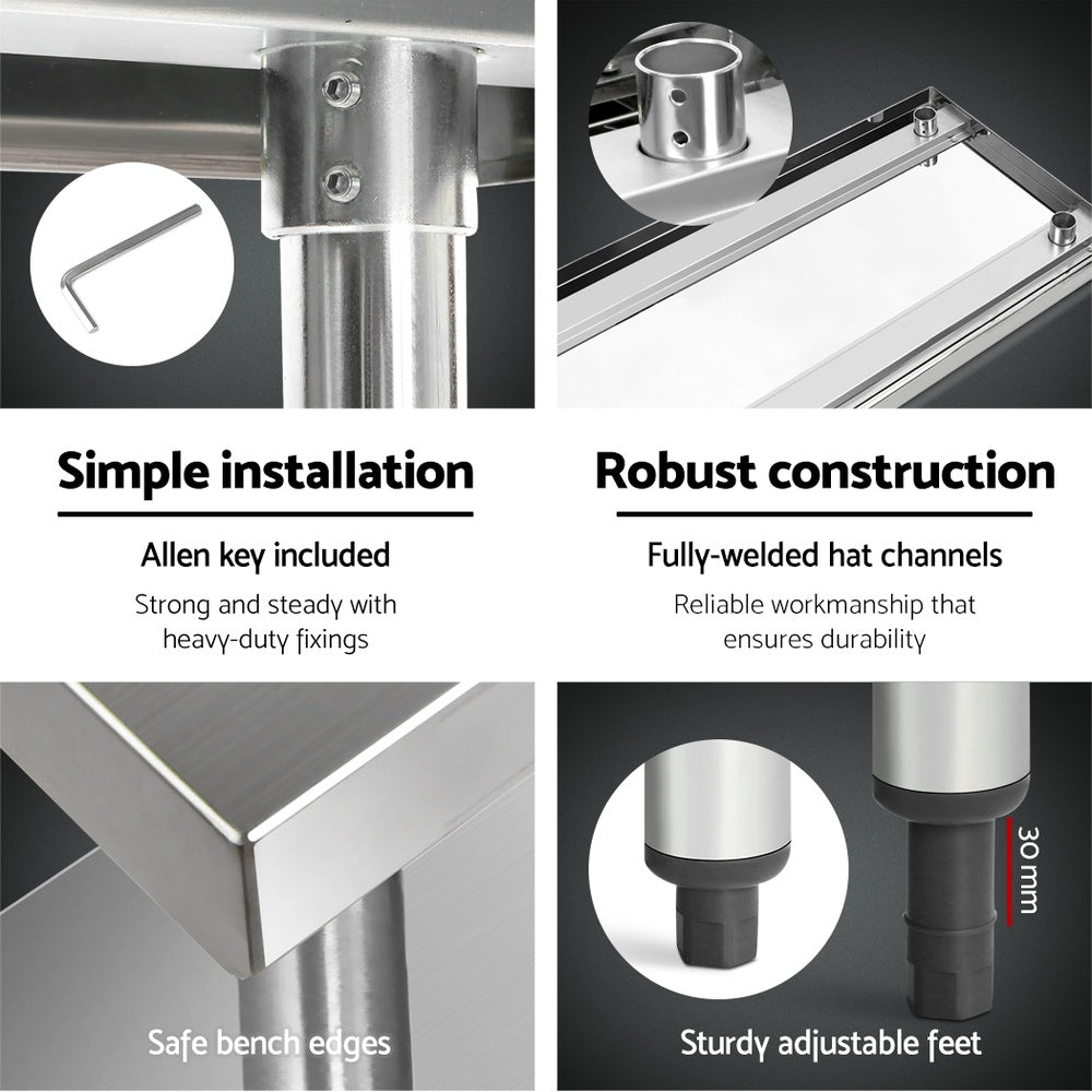 Cefito 1524 x 610mm Commercial Stainless Steel Kitchen Bench freeshipping - Awezingly