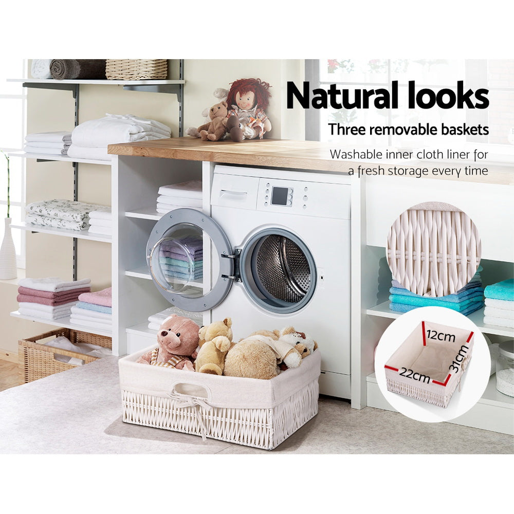 Artiss 3 Basket Storage Drawers - White freeshipping - Awezingly