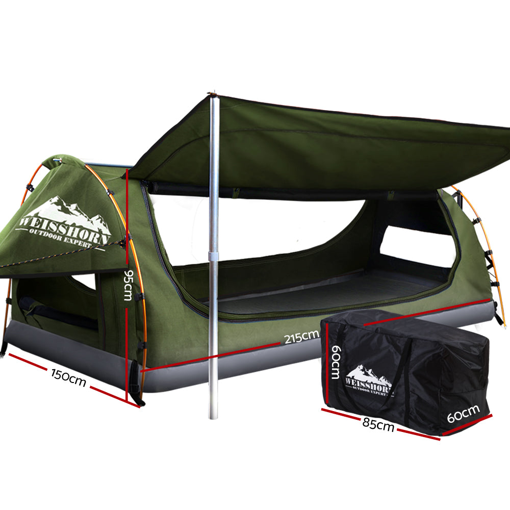 Weisshorn Double Swag Camping Swags Canvas Free Standing Dome Tent Celadon Weisshorn