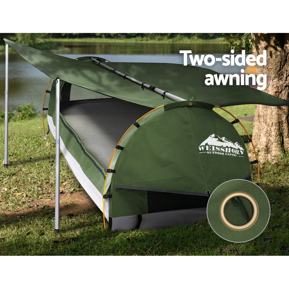 Weisshorn Double Swag Camping Swags Canvas Free Standing Dome Tent Celadon Weisshorn