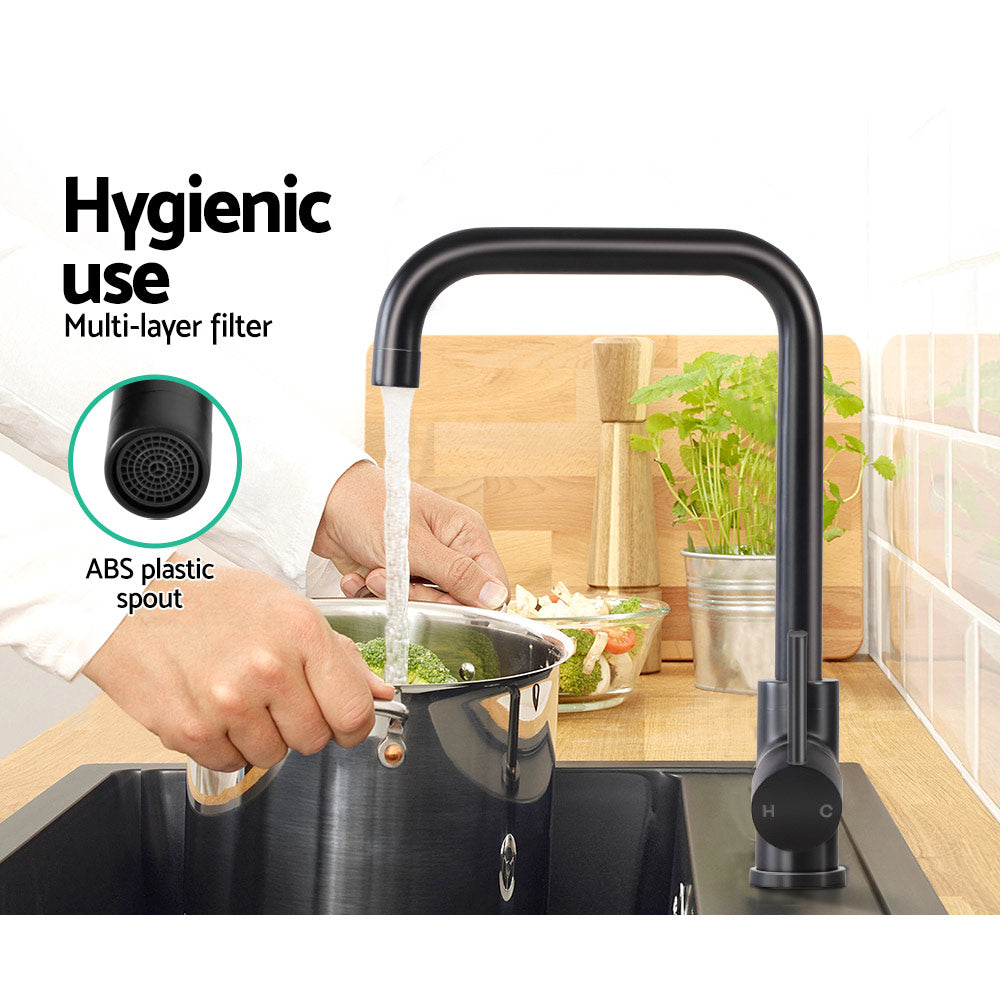 Cefito Mixer Kitchen Faucet Tap Swivel Spout WELS Black freeshipping - Awezingly