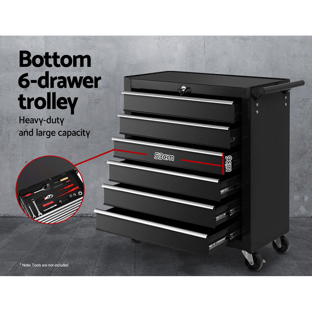 Giantz Tool Box Chest Trolley 16 Drawers Cabinet Cart Garage Toolbox Black freeshipping - Awezingly