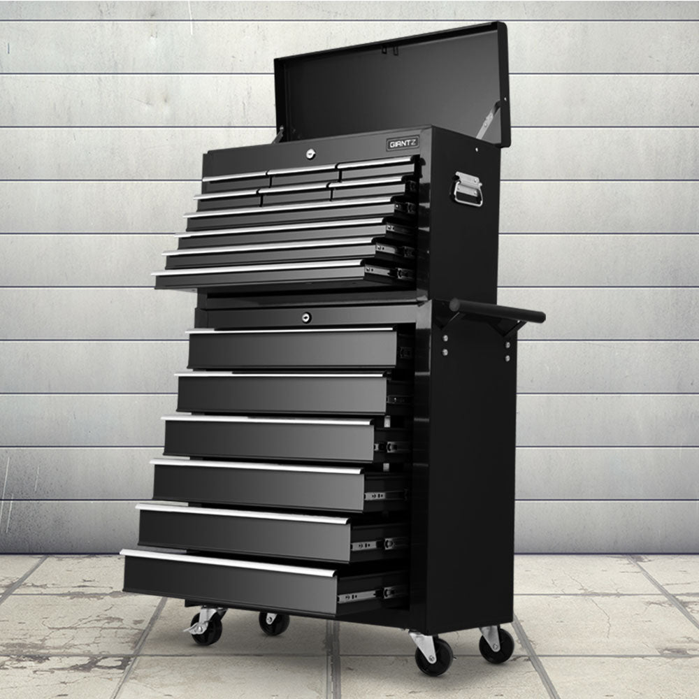 Giantz Tool Box Chest Trolley 16 Drawers Cabinet Cart Garage Toolbox Black freeshipping - Awezingly