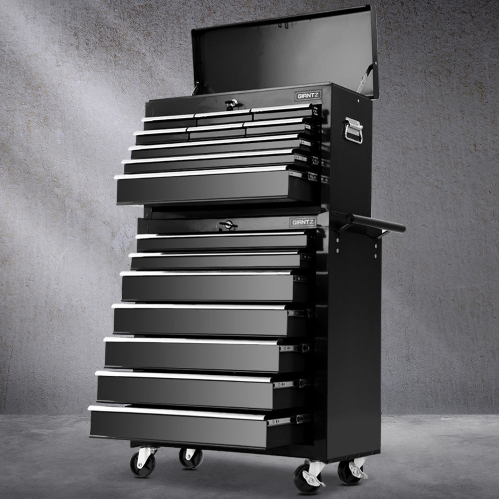 Giantz Tool Chest and Trolley Box Cabinet 16 Drawers Cart Garage Storage Black freeshipping - Awezingly