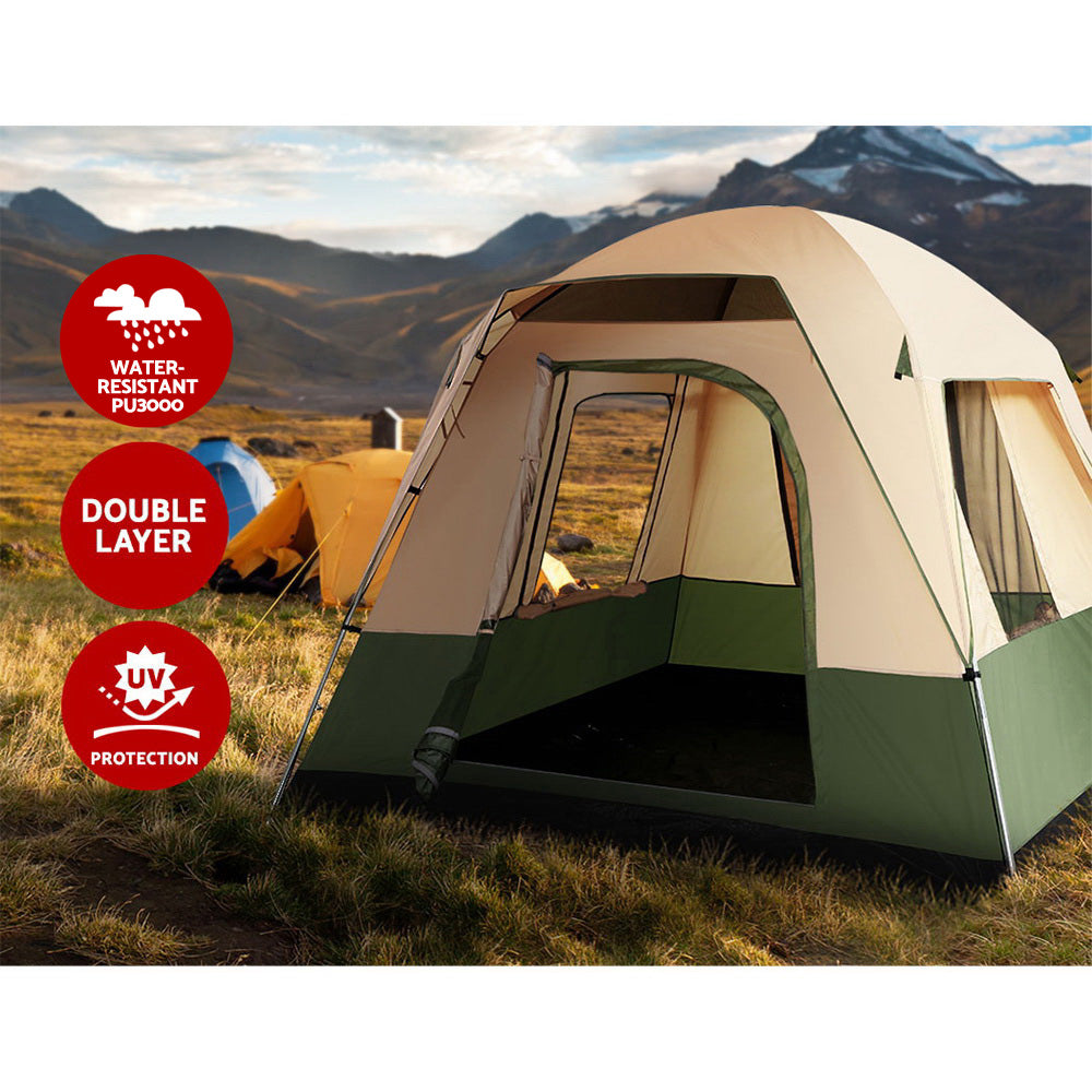Weisshorn Family Camping Tent 4 Person Hiking Beach Tents Green Weisshorn