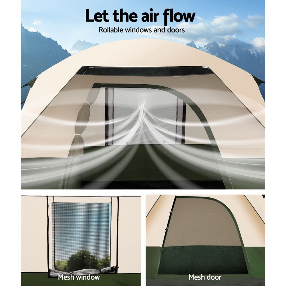 Weisshorn Family Camping Tent 4 Person Hiking Beach Tents Green Weisshorn