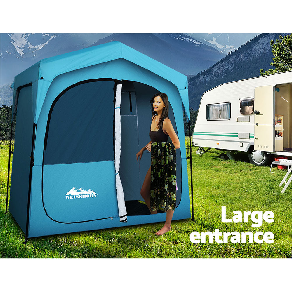 Weisshorn Pop Up Camping Shower Tent Portable Toilet Outdoor Change Room Blue Weisshorn