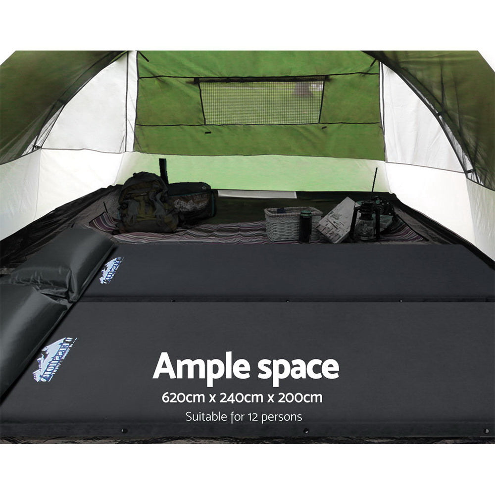 Weisshorn Family Camping Tent 12 Person Hiking Beach Tents (3 Rooms) Green Weisshorn