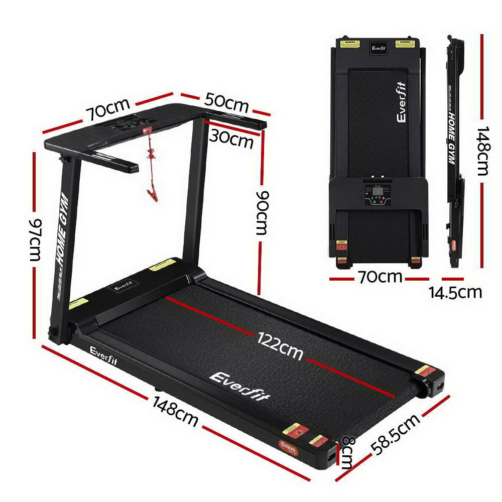 Everfit Electric Treadmill Home Gym Exercise Running Machine Fitness Equipment Compact Fully Foldable 420mm Belt Black Everfit