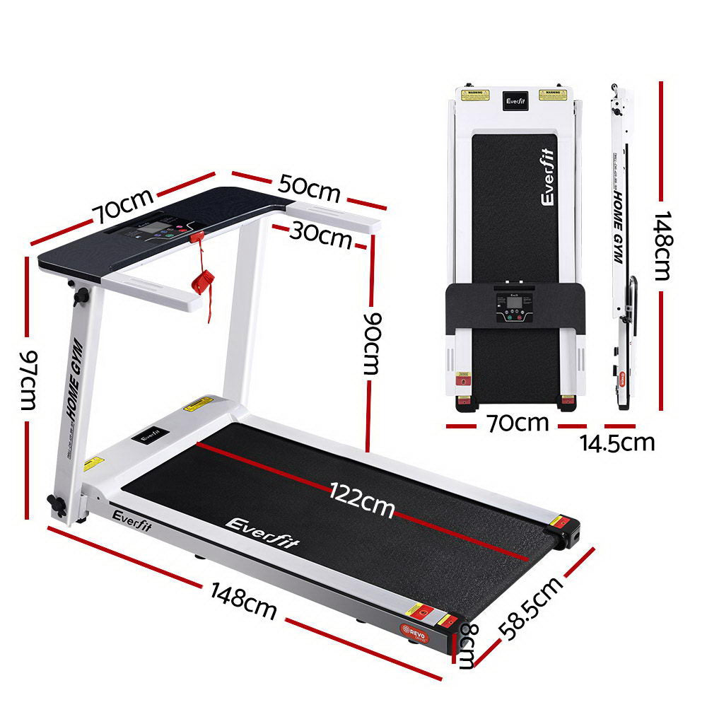 Everfit Electric Treadmill Home Gym Exercise Running Machine Fitness Equipment Compact Fully Foldable 420mm Belt White Everfit