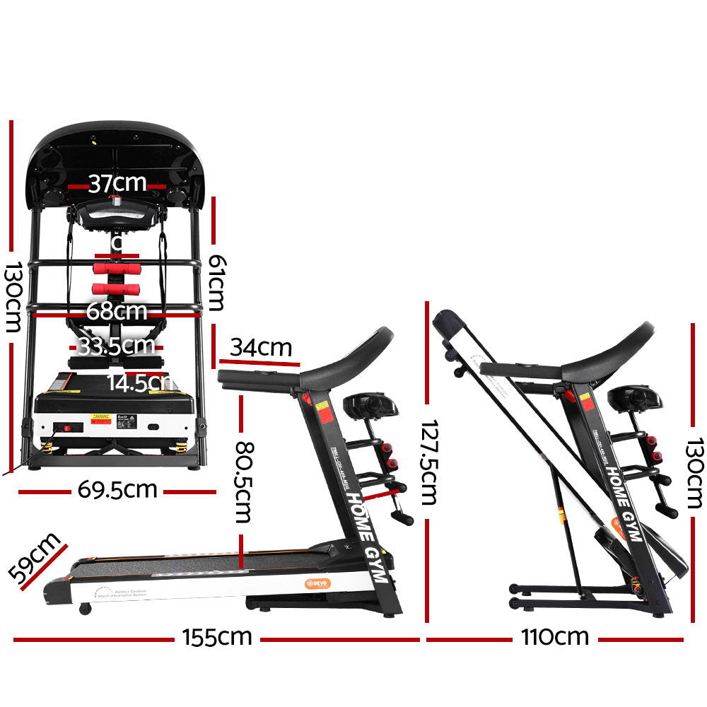 Everfit Electric Treadmill 450mm 18kmh 3.5HP Auto Incline Home Gym Run Exercise Machine Fitness Dumbbell Massager Sit Up Bar Everfit