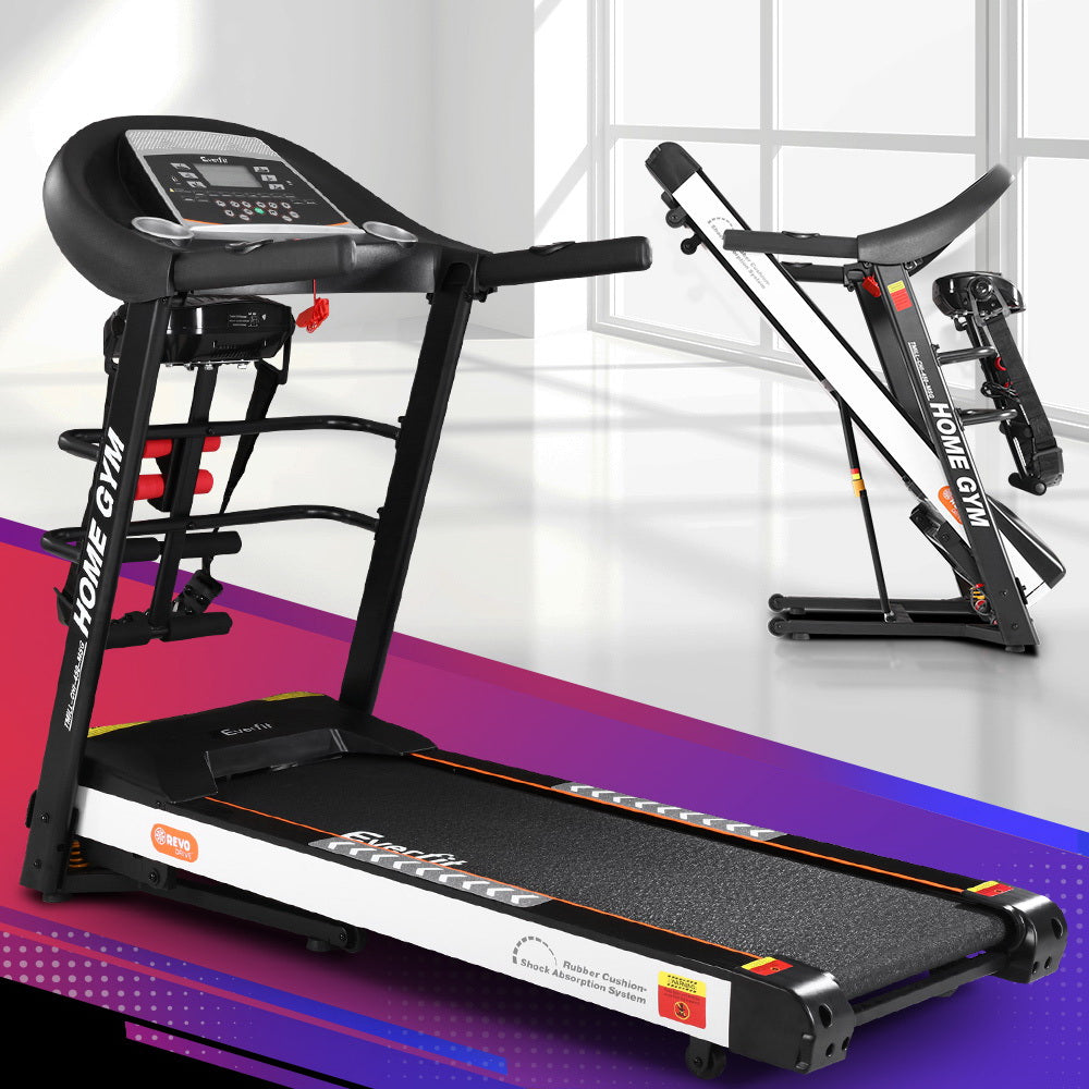 Everfit Electric Treadmill 450mm 18kmh 3.5HP Auto Incline Home Gym Run Exercise Machine Fitness Dumbbell Massager Sit Up Bar Everfit