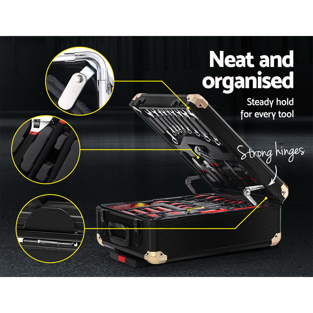 816pcs Tool Kit Trolley Case Mechanics Box Toolbox Portable DIY Set BK Giantz