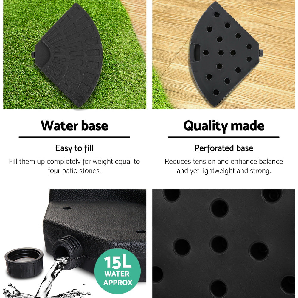 Instahut 3M Umbrella with 48x48cm Base Outdoor Umbrellas Cantilever Sun Beach Garden Patio Grey freeshipping - Awezingly