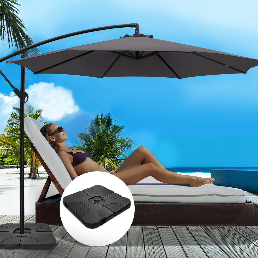 Instahut 3M Umbrella with 50x50cm Base Outdoor Umbrellas Cantilever Sun Stand UV Garden Charcoal freeshipping - Awezingly