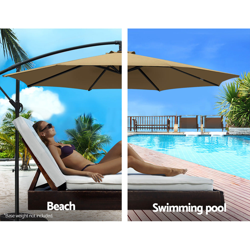 Instahut 3M Cantilevered Outdoor Umbrella - Beige freeshipping - Awezingly