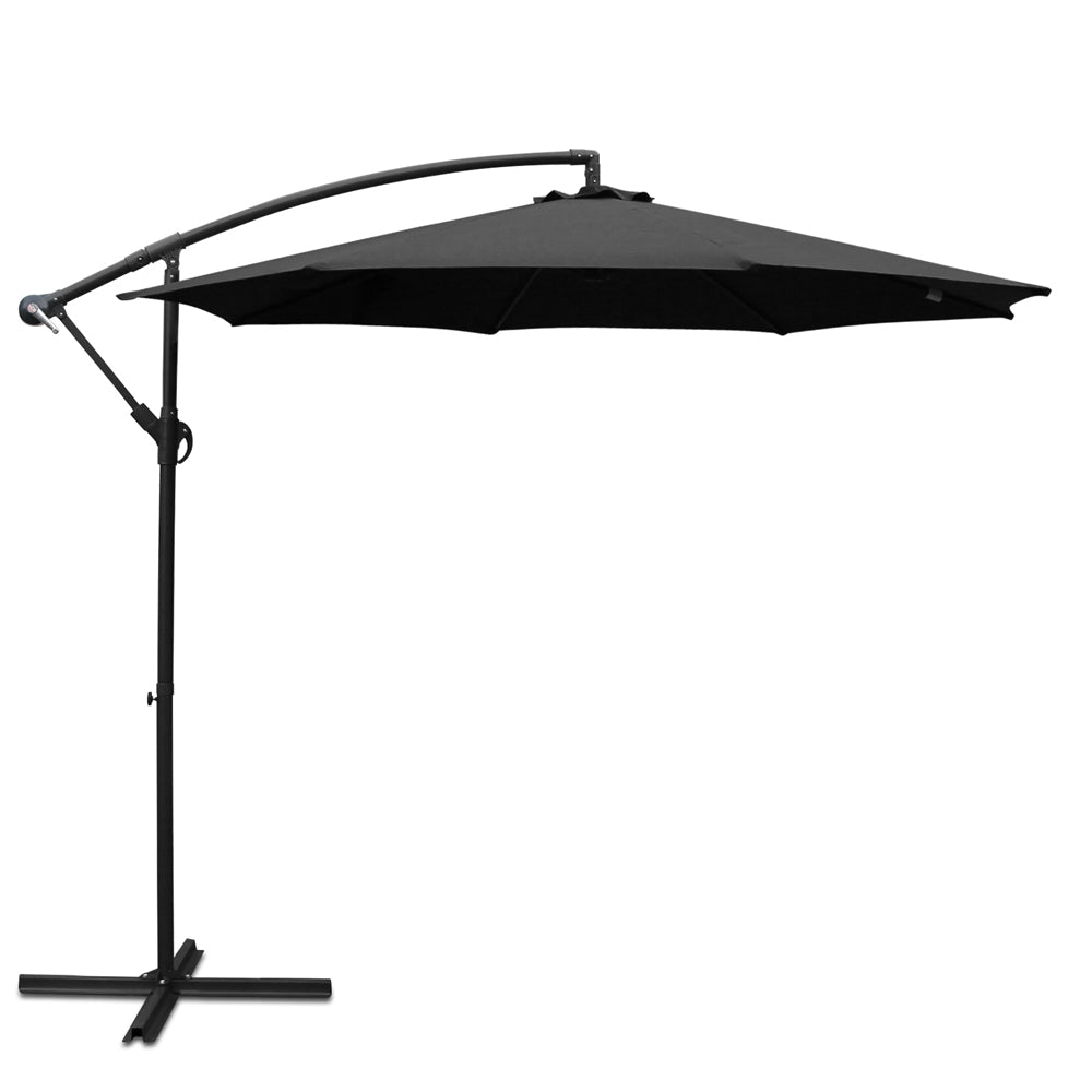Instahut 3M Cantilevered Outdoor Umbrella - Black freeshipping - Awezingly