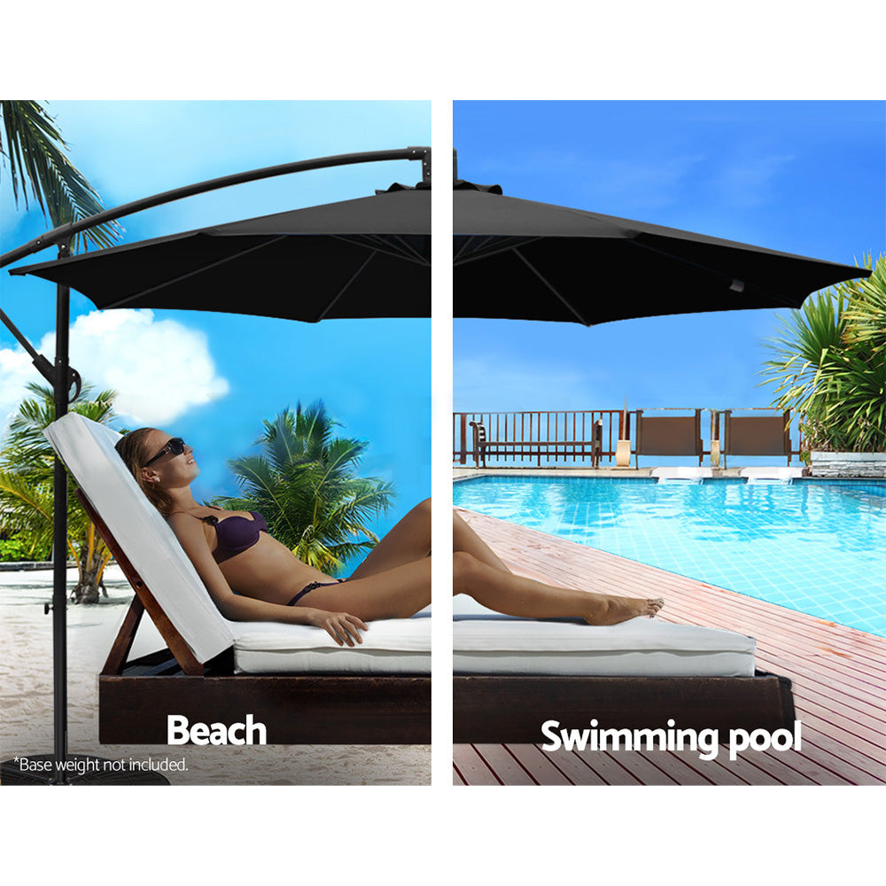 Instahut 3M Cantilevered Outdoor Umbrella - Black freeshipping - Awezingly