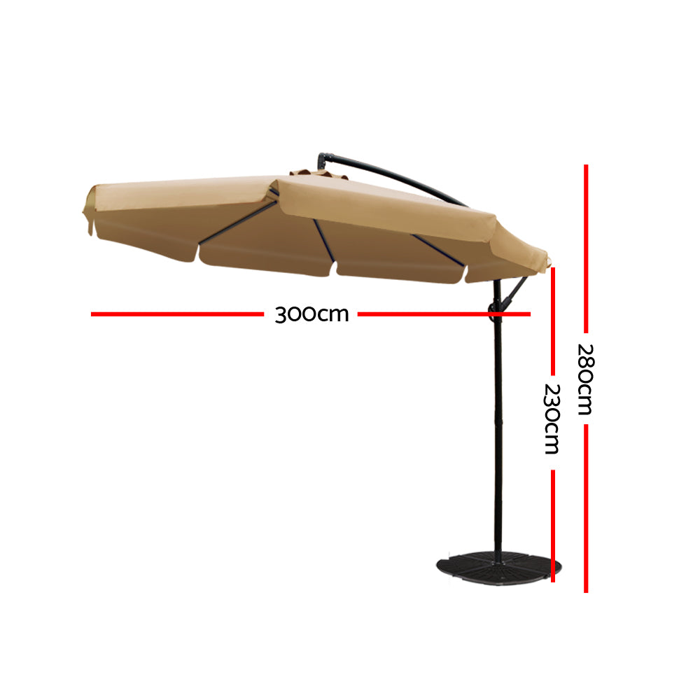 Instahut 3M Outdoor Umbrella - Beige freeshipping - Awezingly