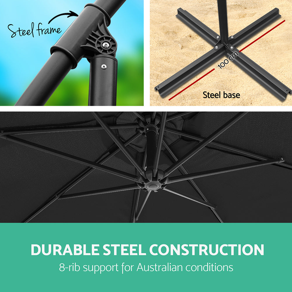 Instahut 3M Outdoor Umbrella - Black freeshipping - Awezingly