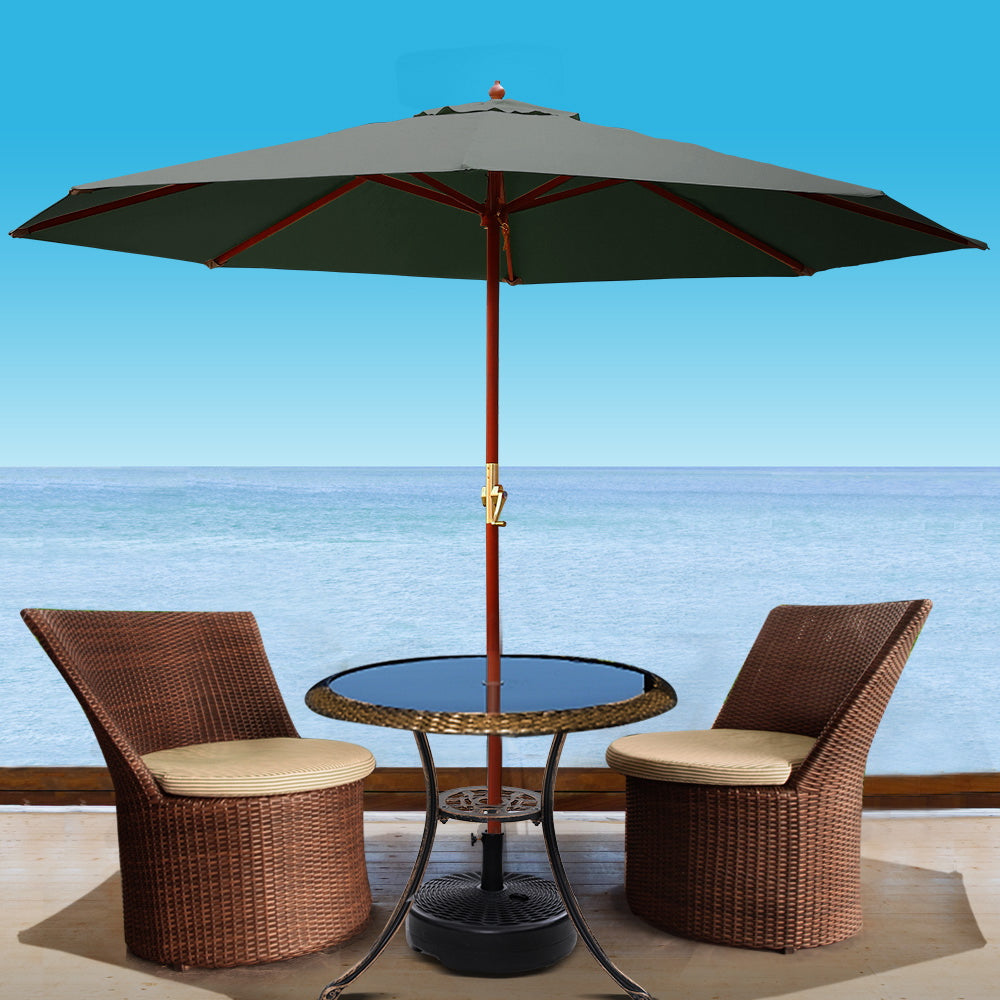 Instahut Umbrella Outdoor Pole Umbrellas Stand Sun Beach Garden Deck Charcoal 3M freeshipping - Awezingly