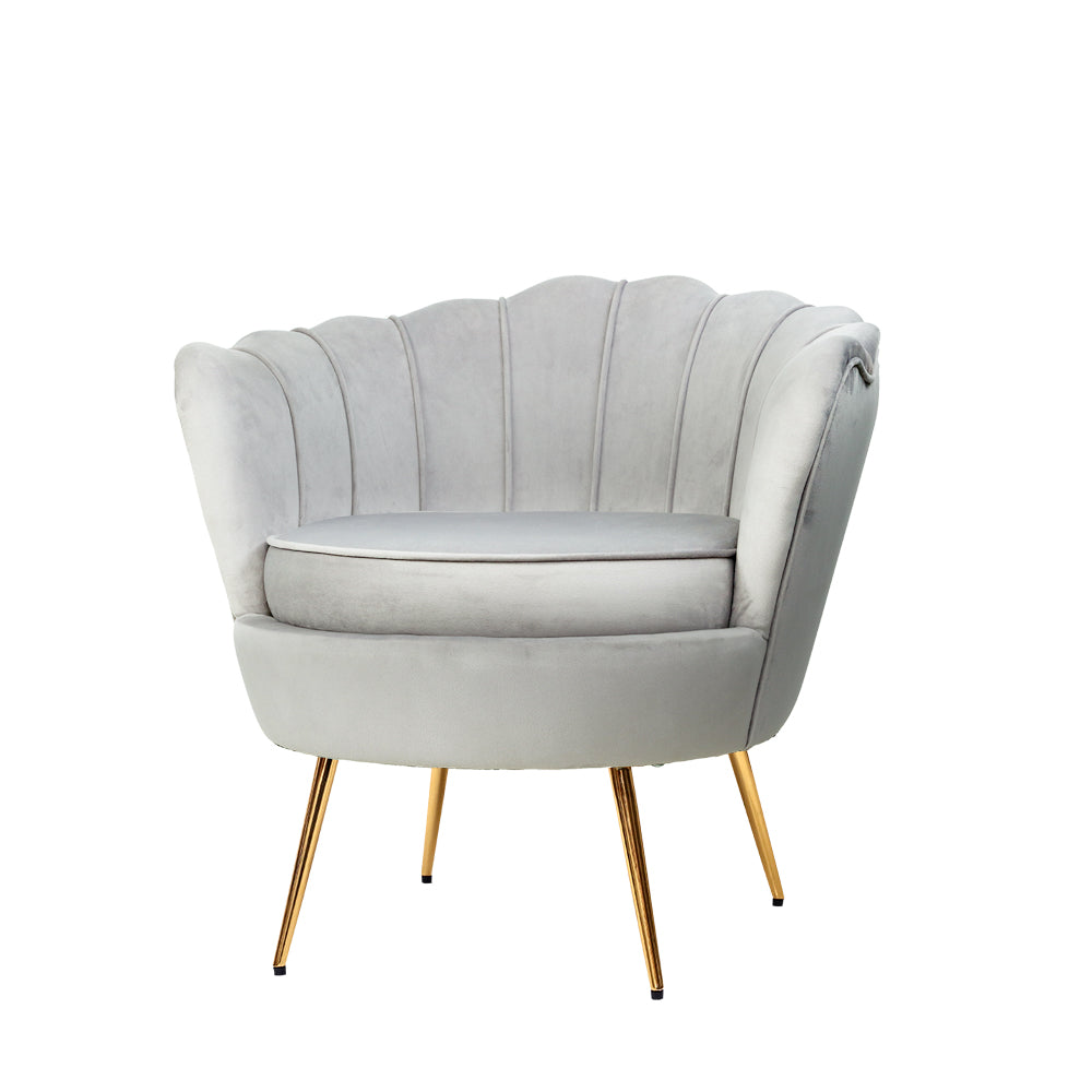 Artiss Armchair Lounge Chair Accent Armchairs Retro Single Sofa Velvet Grey freeshipping - Awezingly