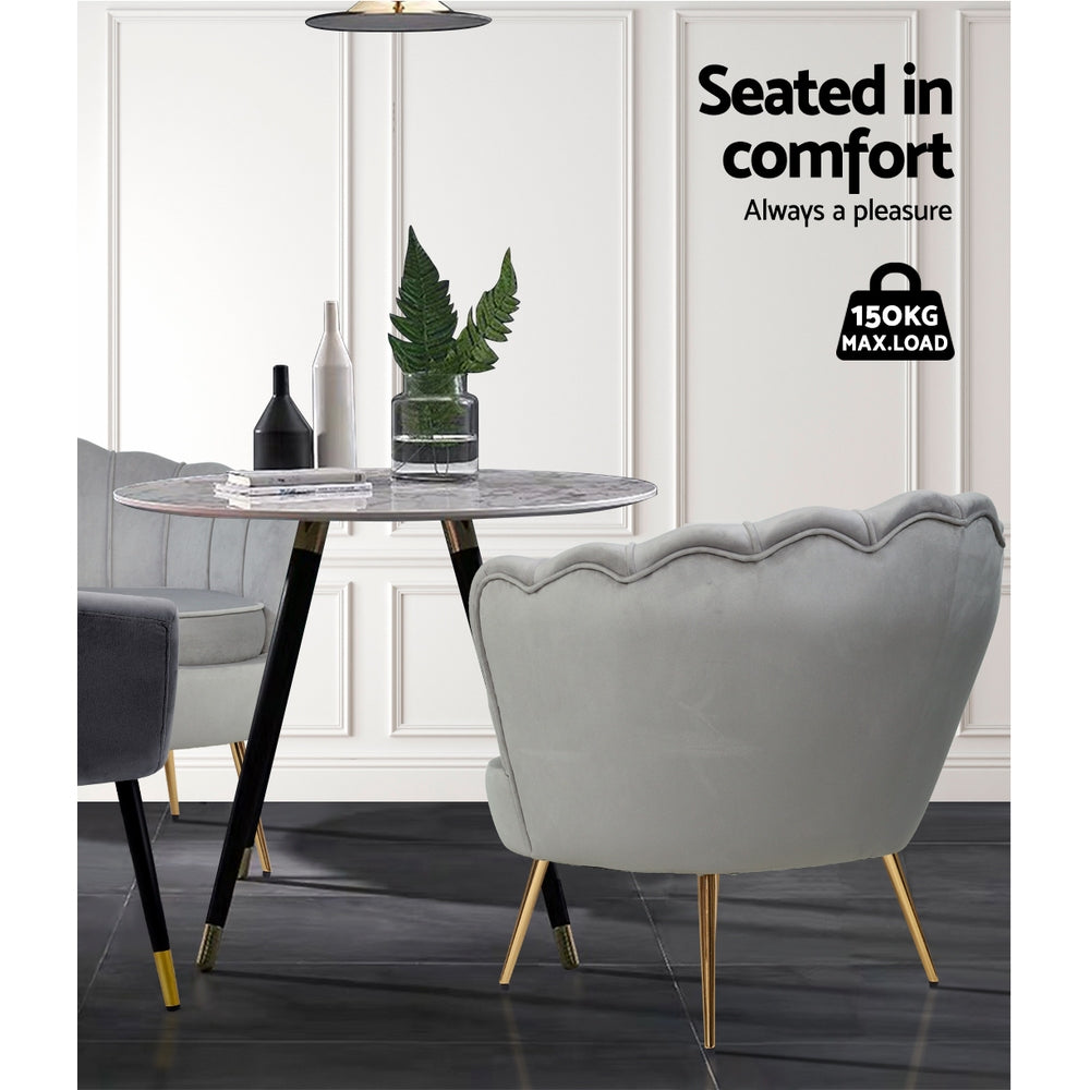 Artiss Armchair Lounge Chair Accent Armchairs Retro Single Sofa Velvet Grey freeshipping - Awezingly