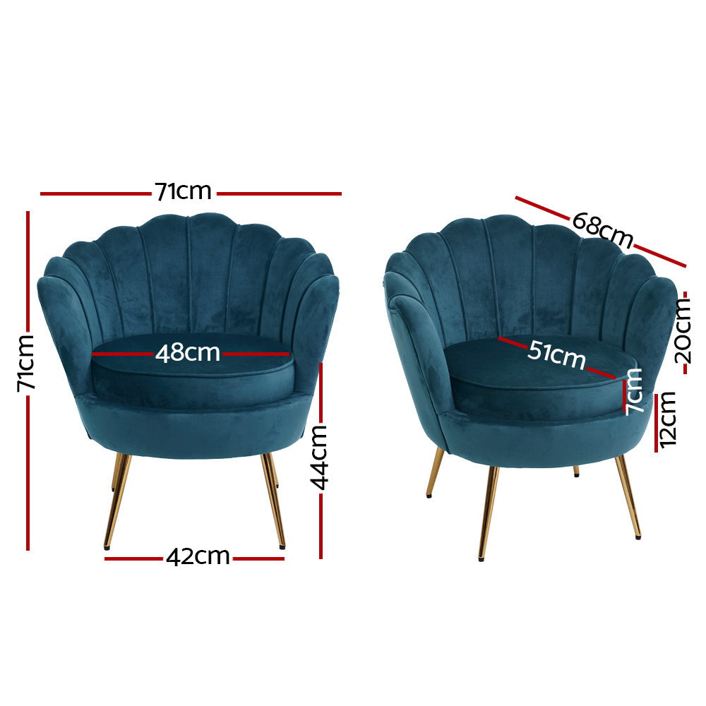 Artiss Armchair Lounge Chair Accent Retro Armchairs Lounge Shell Velvet Navy Artiss