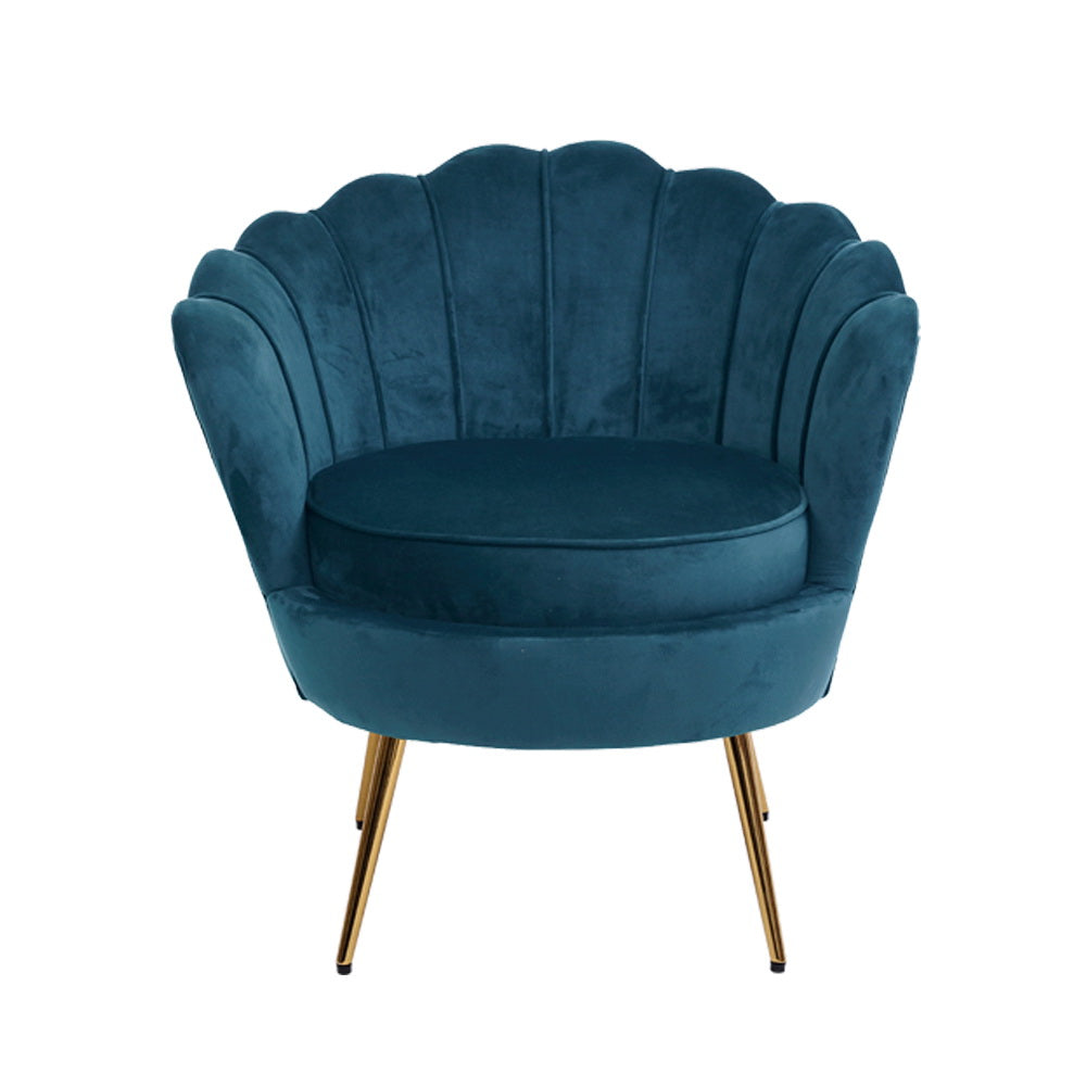 Artiss Armchair Lounge Chair Accent Retro Armchairs Lounge Shell Velvet Navy Artiss