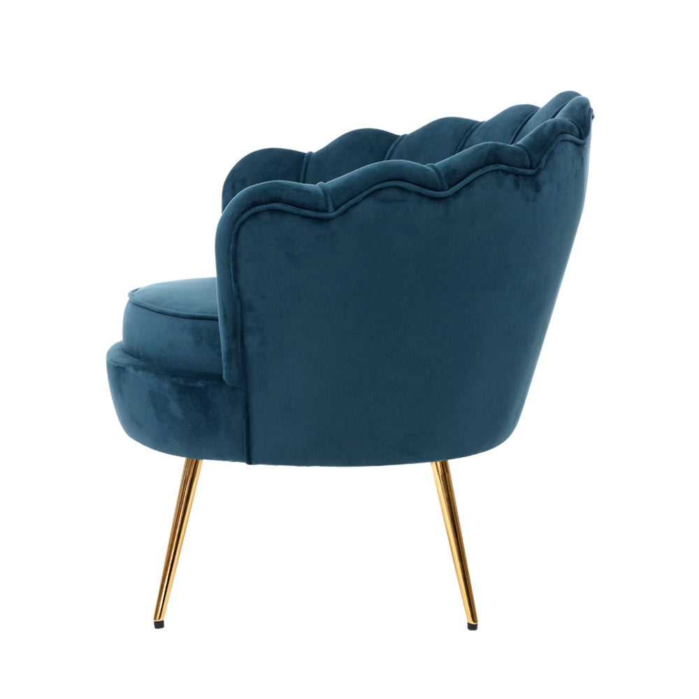 Artiss Armchair Lounge Chair Accent Retro Armchairs Lounge Shell Velvet Navy Artiss